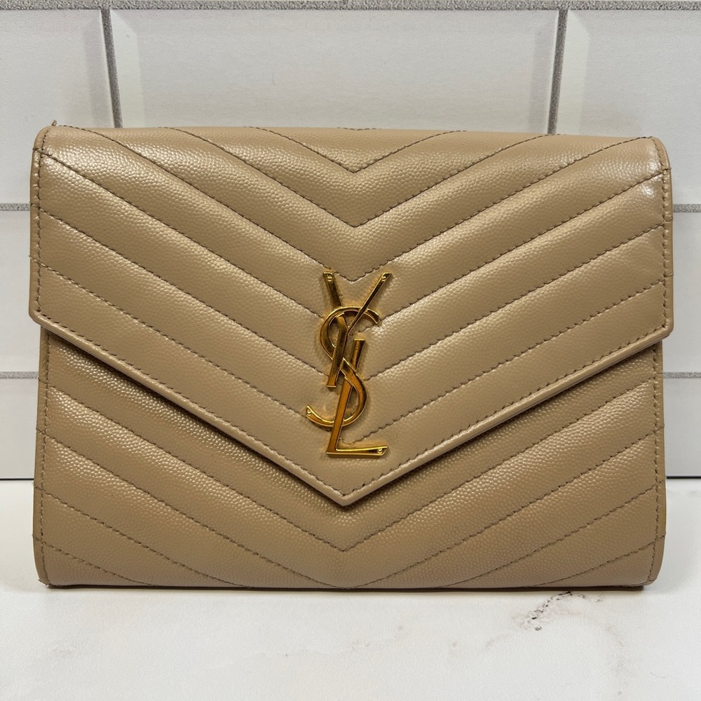 YSL Yves Saint Laurent Cassandre Matelasse Flap Pouch Wristlet Bag Clutch - Picture 1 of 7
